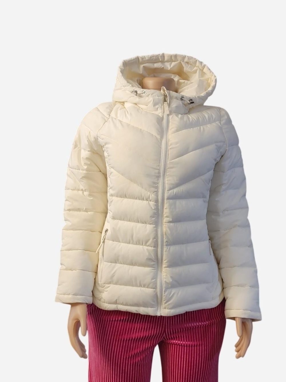 Tommy Hilfiger Cream Hooded Quilted Puffer Jacket